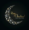 Magic Christmas night. Night sky, new moon. Sparkling lights. MERRY CHRISTMAS. Happy New Year. Royalty Free Stock Photo